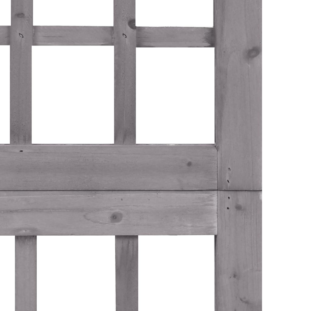 5-Panel Room Divider/Trellis Solid Fir Wood Grey 201.5x180 cm