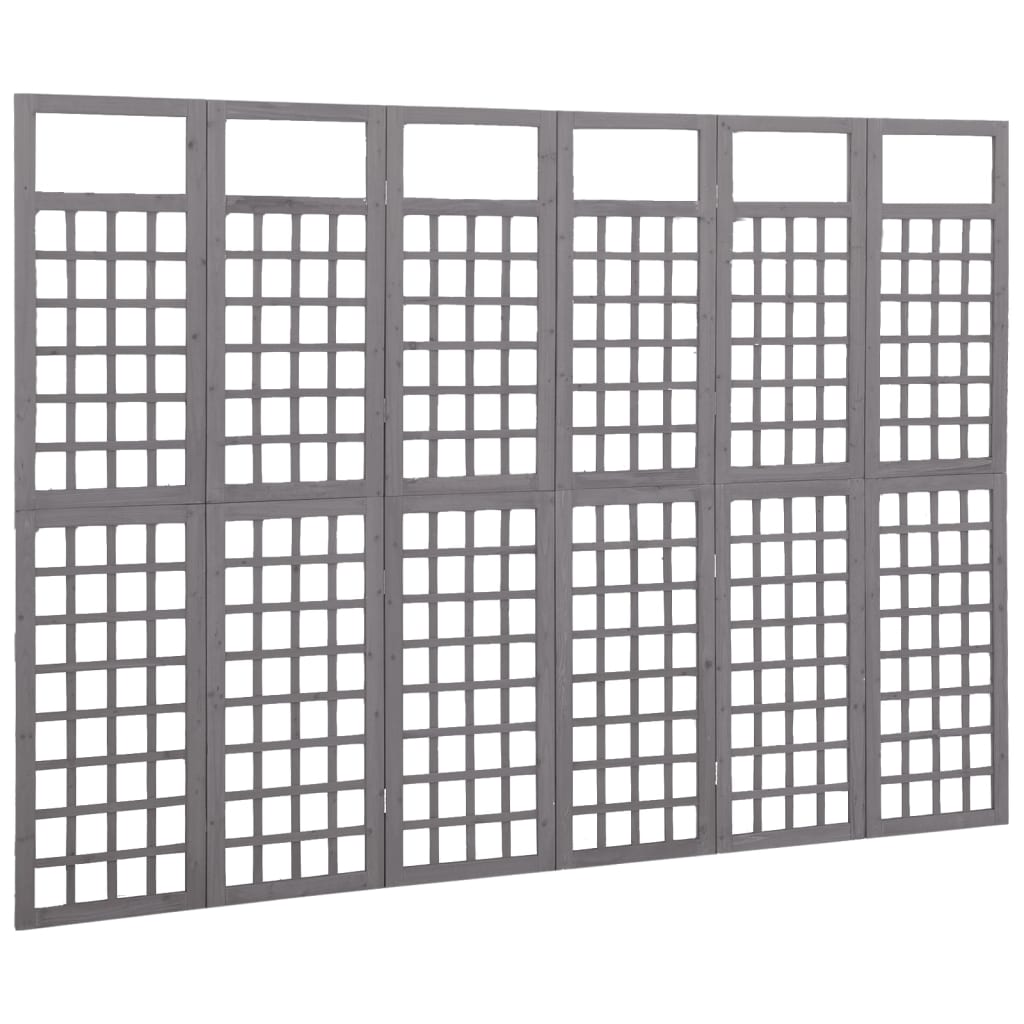 6-Panel Room Divider/Trellis Solid Fir Wood Grey 242.5x180 cm