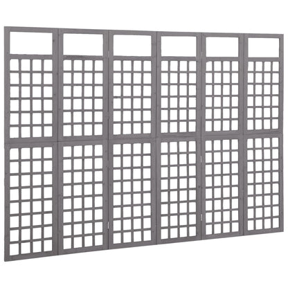 6-Panel Room Divider/Trellis Solid Fir Wood Grey 242.5x180 cm