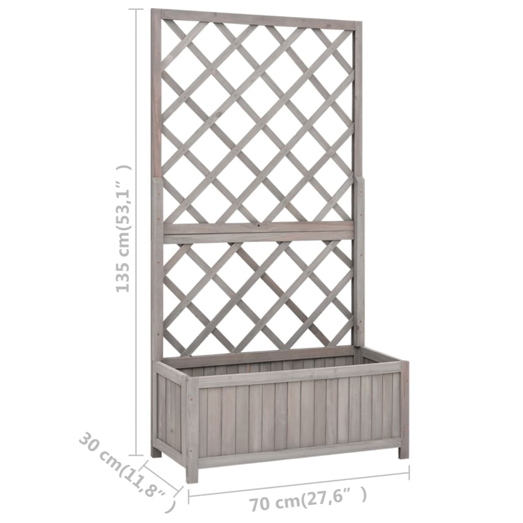 Planter Grey Solid firwood 27.6 x 11.8 x 53.1 in Planters