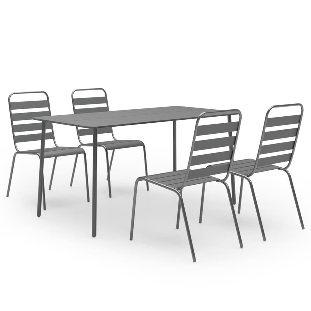 vidaXL Dining Set Dark Gray Steel with e-coated and powder-coated finish