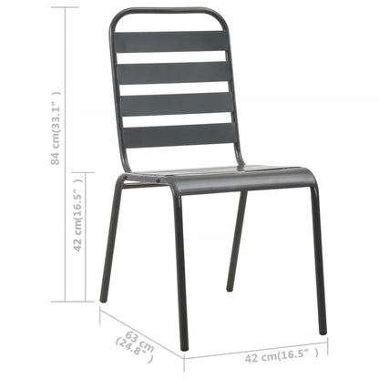 vidaXL Dining Set Dark Gray Steel with e-coated and powder-coated finish