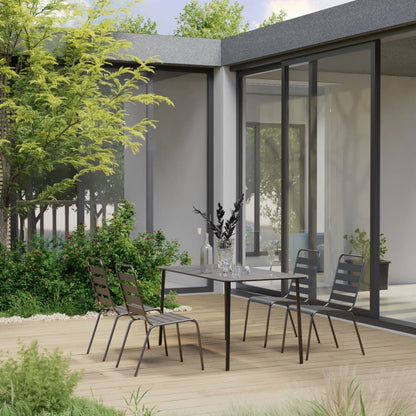 vidaXL Dining Set Dark Gray Steel with e-coated and powder-coated finish