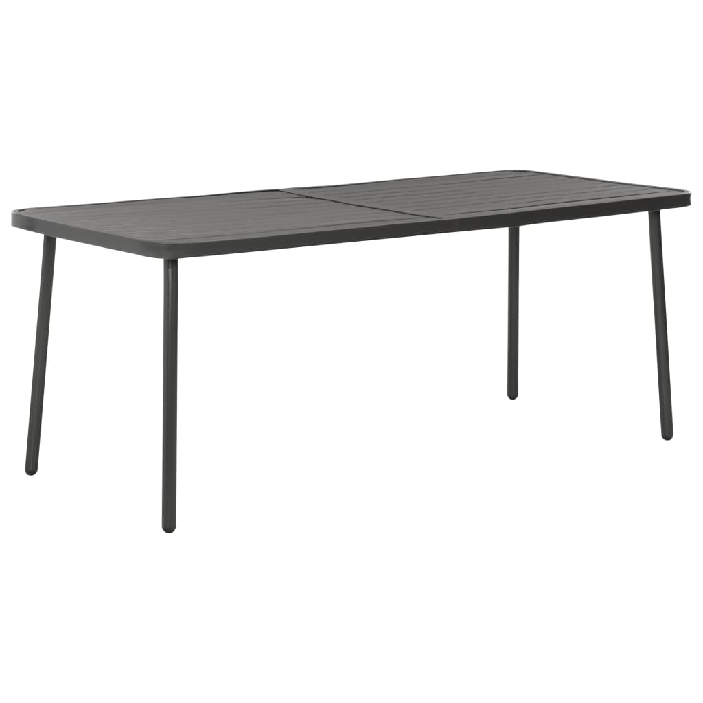 7 Piece Garden Dining Set Steel Dark Grey