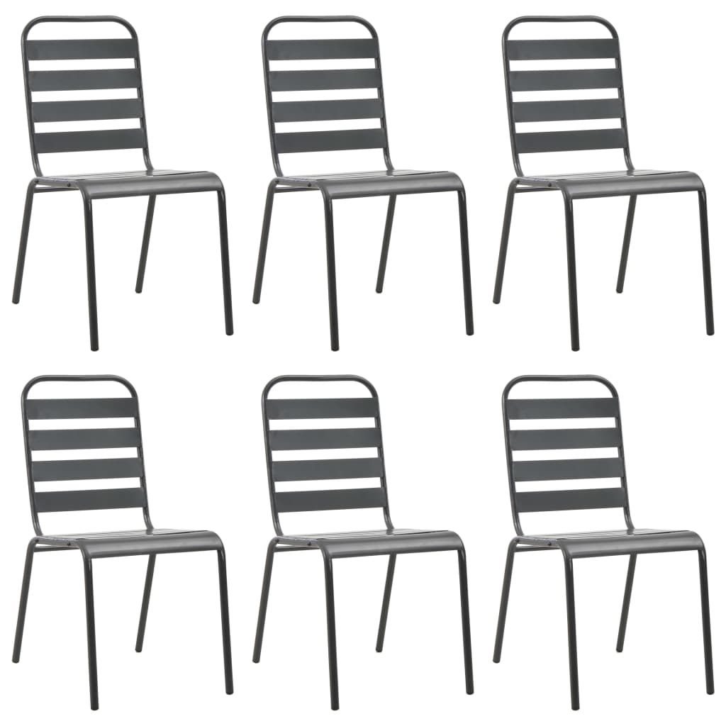 7 Piece Garden Dining Set Steel Dark Grey