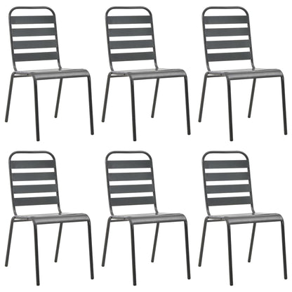 7 Piece Garden Dining Set Steel Dark Grey