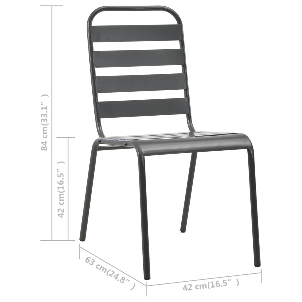 7 Piece Garden Dining Set Steel Dark Grey