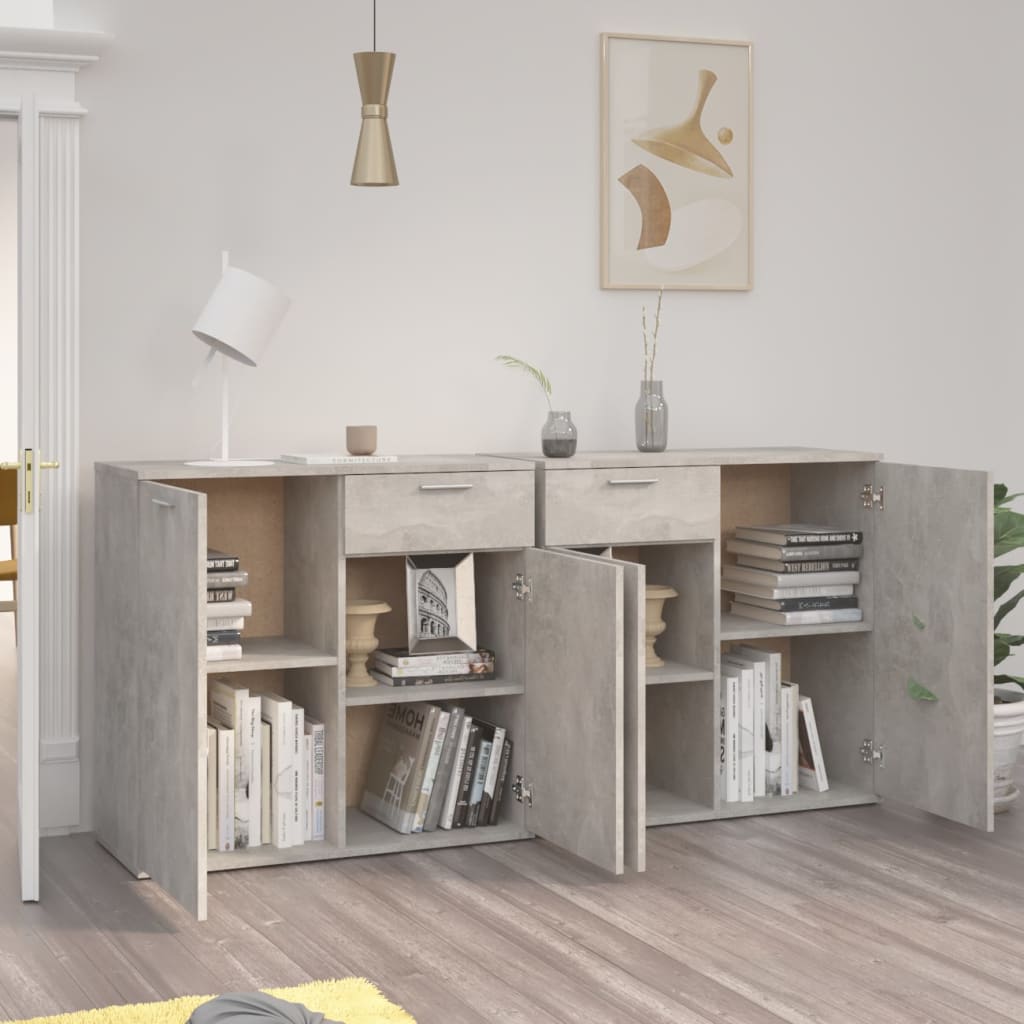 Sideboard Concrete Grey 160x36x75 cm Engineered Wood