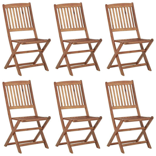 Folding Chairs 6 pcs Solid Acacia Wood