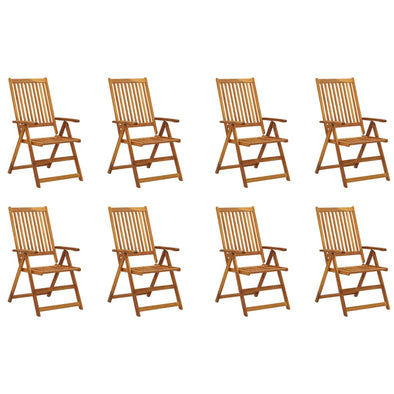 Folding Garden Chairs 8 pcs Solid Acacia Wood