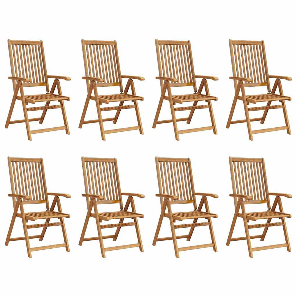 Folding Patio Chairs 8 pcs Solid Acacia Wood