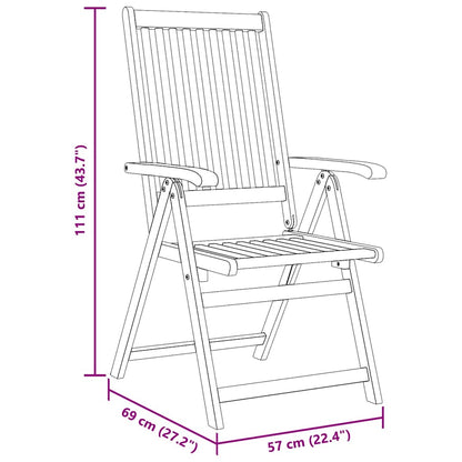 Folding Patio Chairs 8 pcs Solid Acacia Wood