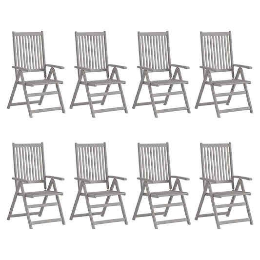 Garden Reclining Chairs 8 pcs Grey Solid Acacia Wood