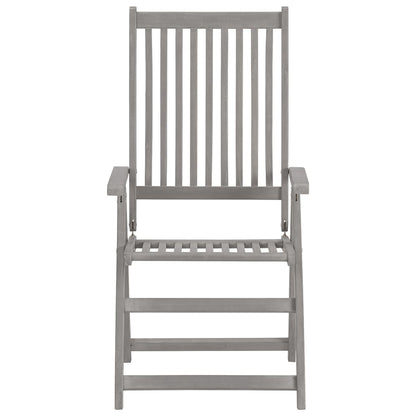 Garden Chair | Set of 8 | Grey | Solid acacia wood | Medium | Foldable