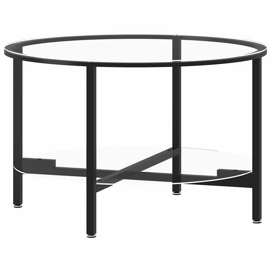 Tea Table | Black and Transparent | Tempered Glass, Powder-Coated Iron