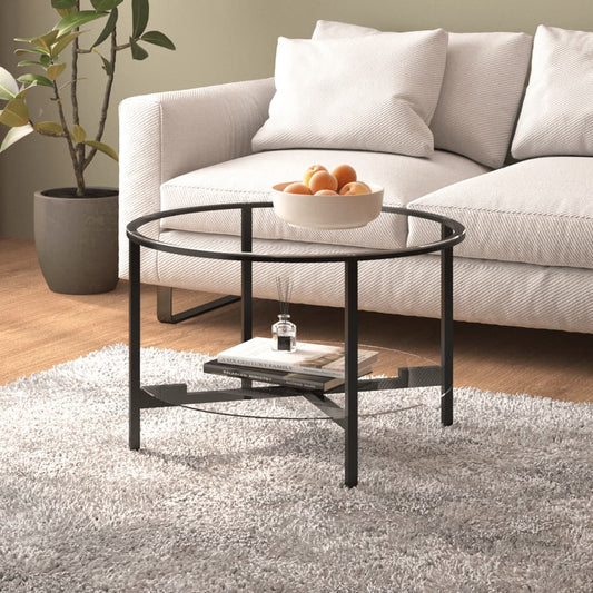 Tea Table | Black and Transparent | Tempered Glass, Powder-Coated Iron