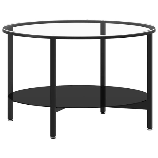Tea Table | Black and Transparent | Tempered Glass, Powder-Coated Iron