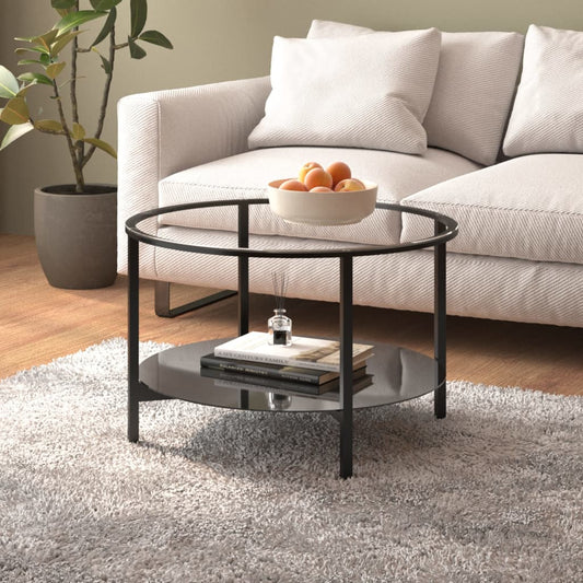 Tea Table | Black and Transparent | Tempered Glass, Powder-Coated Iron