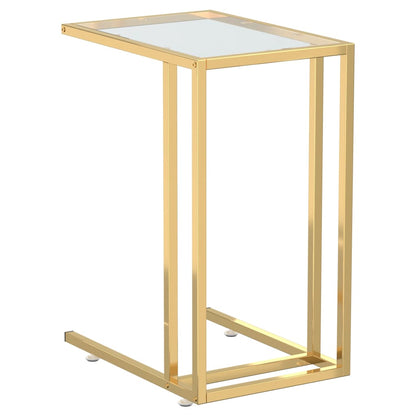 Side Table | Clear and Gold | Tempered Glass, Iron | Simple
