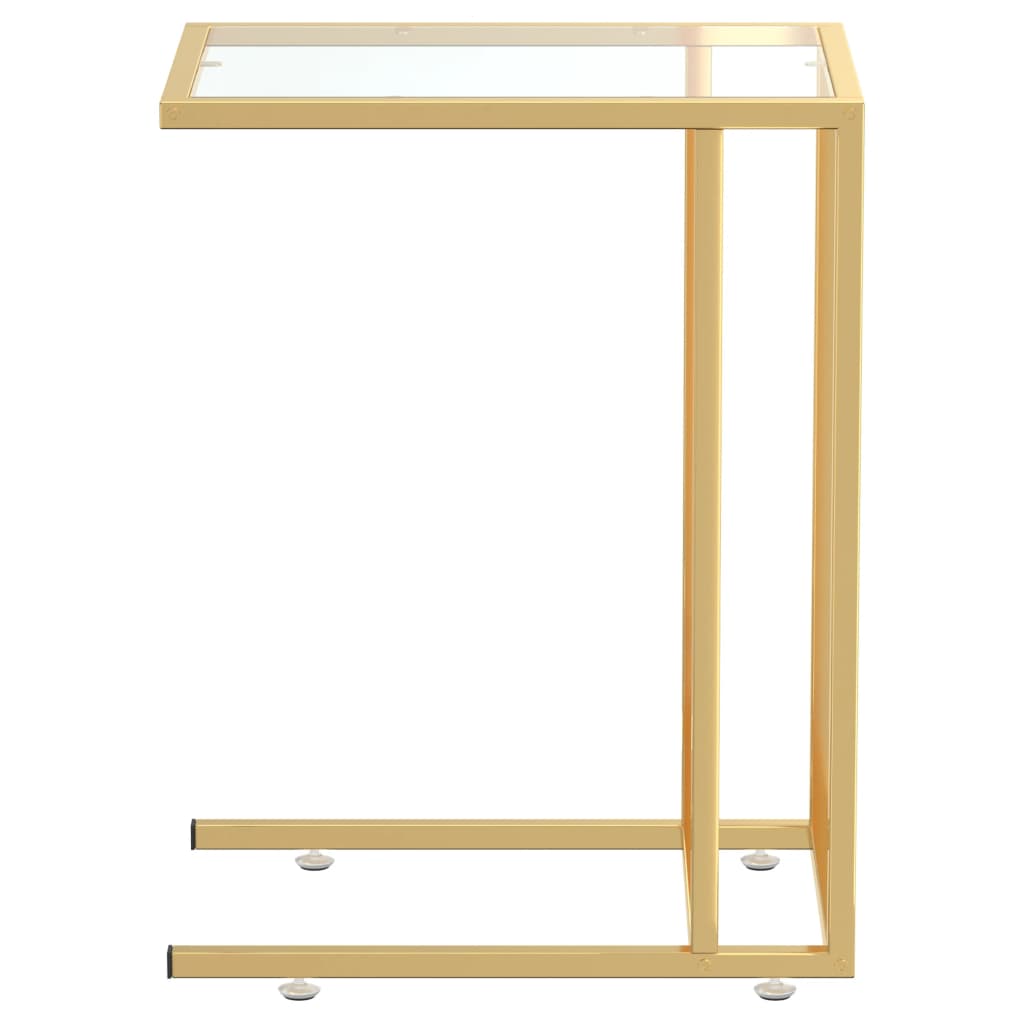 Side Table | Clear and Gold | Tempered Glass, Iron | Simple