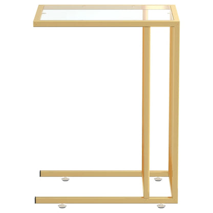Side Table | Clear and Gold | Tempered Glass, Iron | Simple