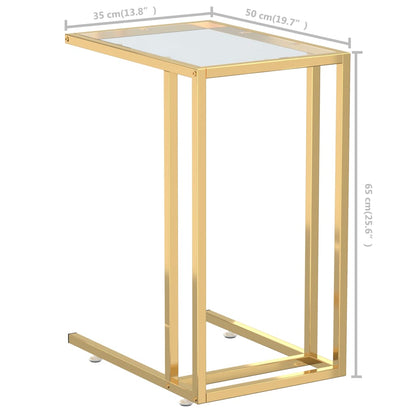 Side Table | Clear and Gold | Tempered Glass, Iron | Simple