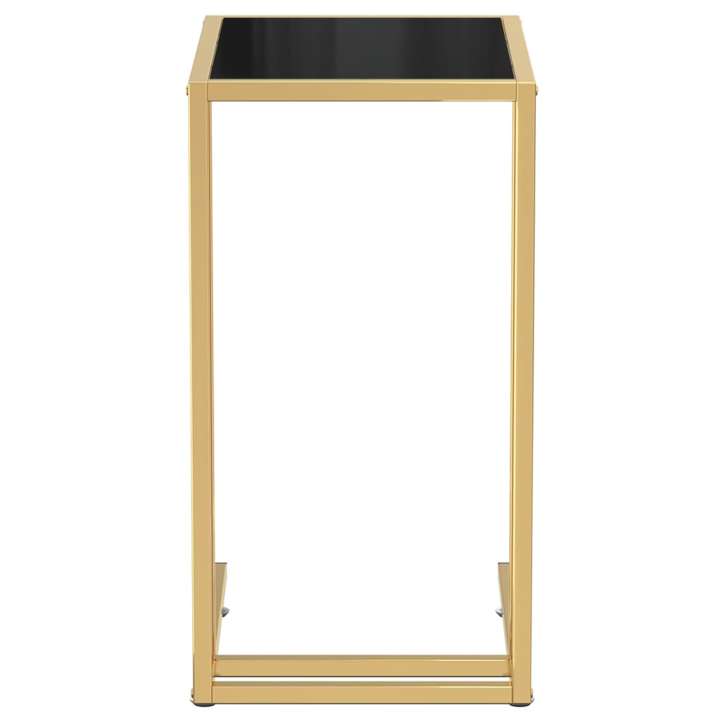 Side Table | Black and Gold | Tempered Glass, Powder-Coated Iron