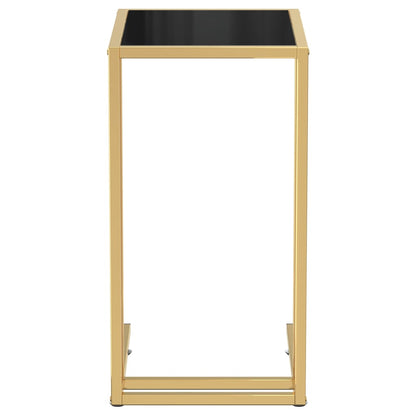 Side Table | Black and Gold | Tempered Glass, Powder-Coated Iron