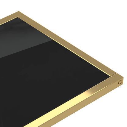 Side Table | Black and Gold | Tempered Glass, Powder-Coated Iron