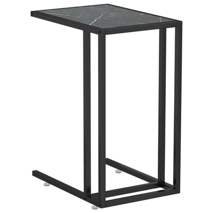 Side Table | Black Marble | Tempered Glass & Powder-Coated Iron