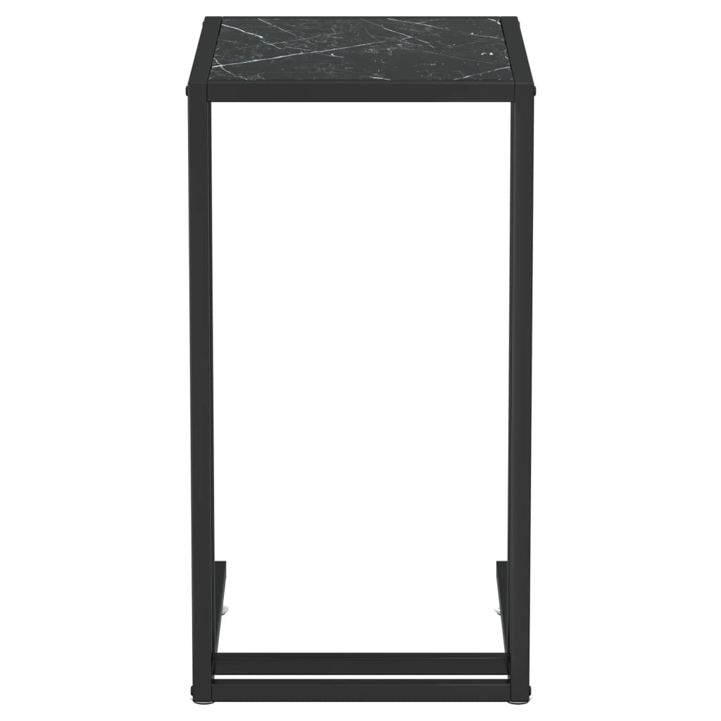 Side Table | Black Marble | Tempered Glass & Powder-Coated Iron
