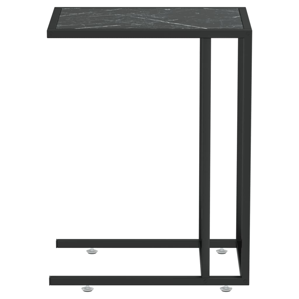 Side Table | Black Marble | Tempered Glass & Powder-Coated Iron