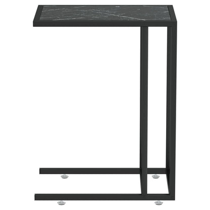 Side Table | Black Marble | Tempered Glass & Powder-Coated Iron