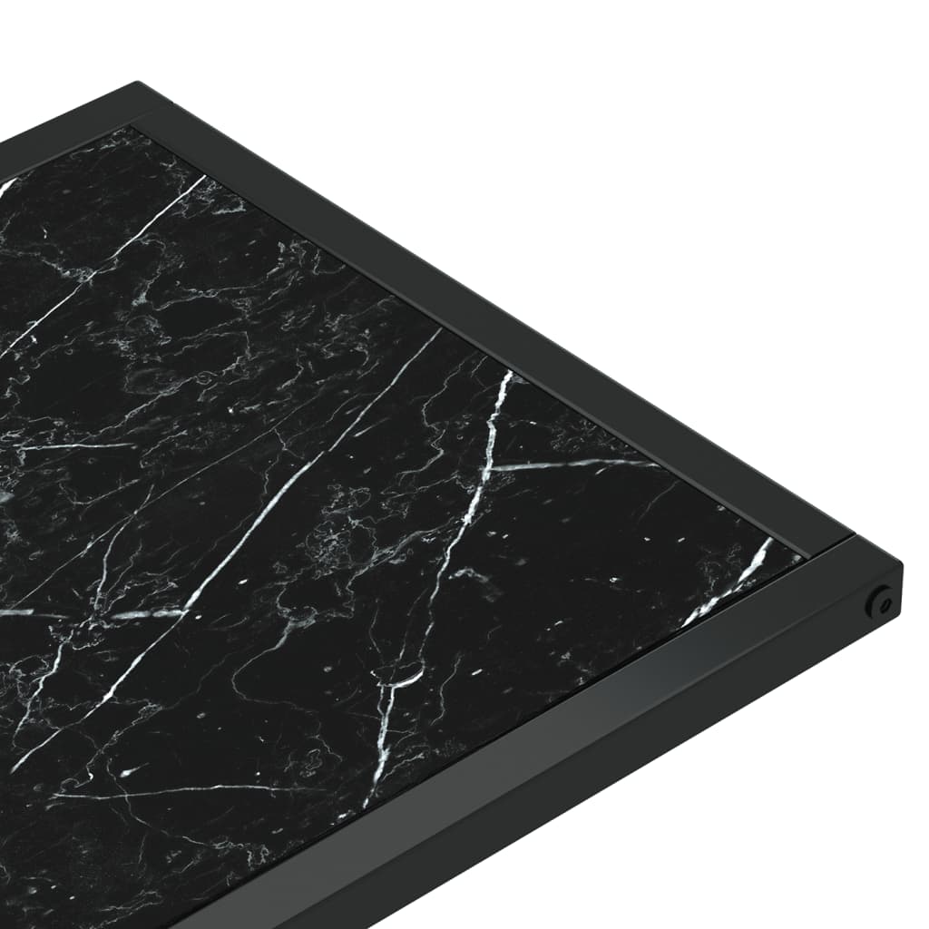 Side Table | Black Marble | Tempered Glass & Powder-Coated Iron
