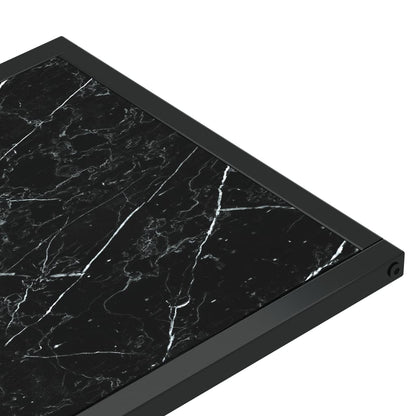 Side Table | Black Marble | Tempered Glass & Powder-Coated Iron