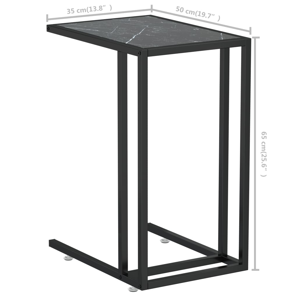 Side Table | Black Marble | Tempered Glass & Powder-Coated Iron