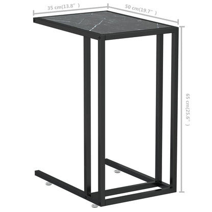 Side Table | Black Marble | Tempered Glass & Powder-Coated Iron