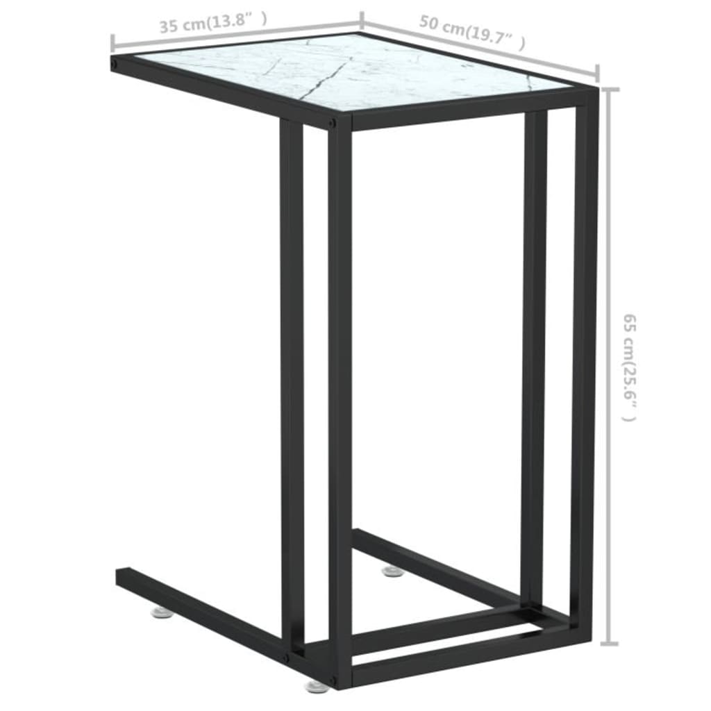 Side Table | White marble | Tempered glass, iron | 50 x 35 x 65 cm