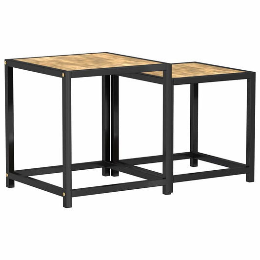 Tea Table | Set of 2 | Black and Yellow | MDF and Powder-Coated Steel