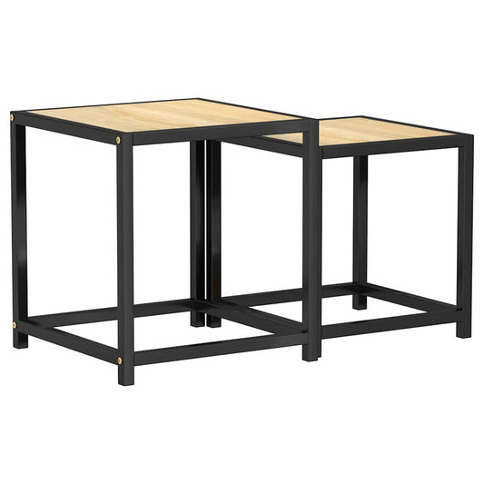 Side Table | Set of 2 | Sonoma Oak, Black | MDF, Powder-Coated Steel