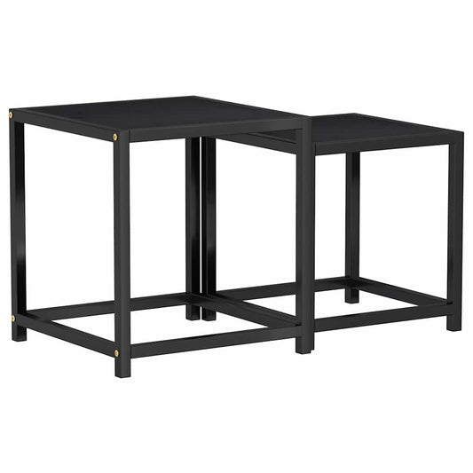 Side Table | Set of 2 | Black | MDF | Small | Sleek | Nesting Tables