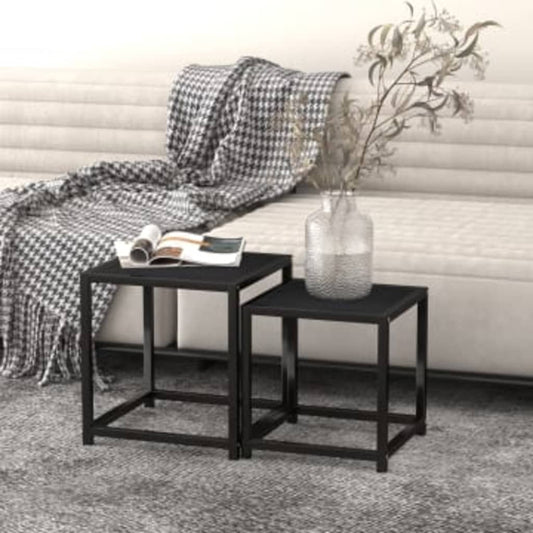 Side Table | Set of 2 | Black | MDF | Small | Sleek | Nesting Tables