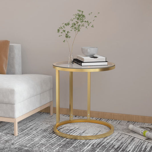 Side Table | Gold and Transparent | Tempered glass, powder-coated iron