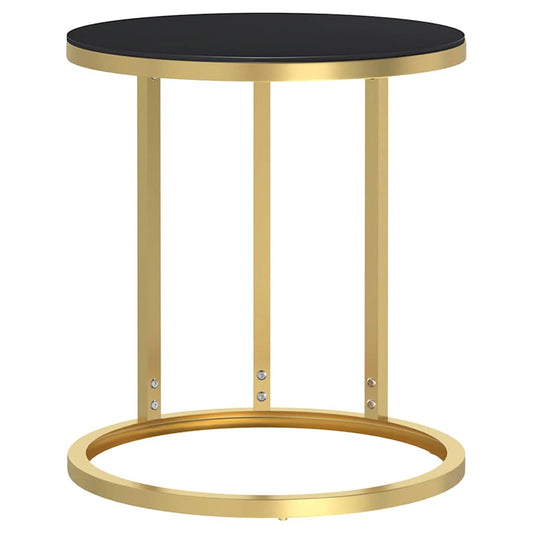 Stylish Side Table | Gold and Black | Tempered Glass | 45 cm Diameter