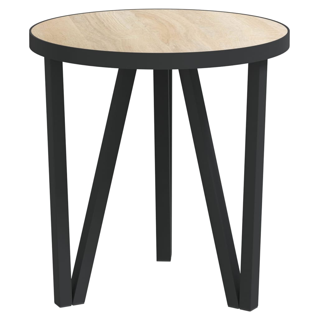 Tea Table | Sonoma oak, Black | MDF, Powder-coated steel | 35 cm Diameter