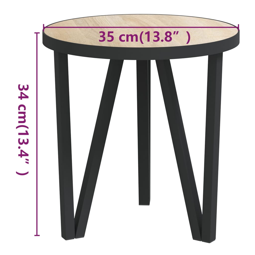 Tea Table | Sonoma oak, Black | MDF, Powder-coated steel | 35 cm Diameter