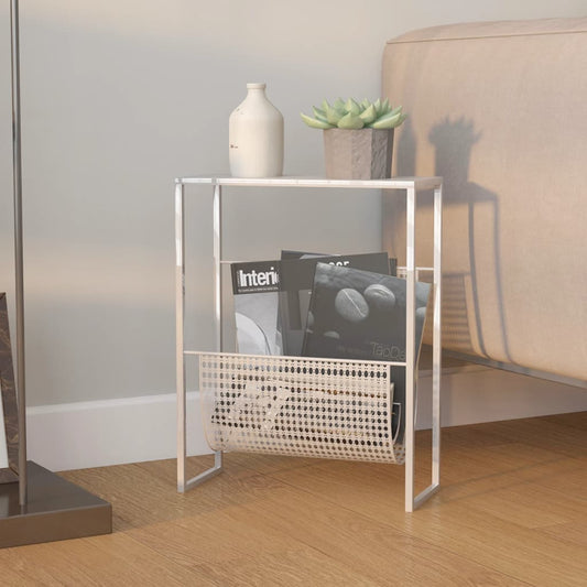 Magazine Rack | Silver | Steel | Compact | Magazines Rack | Rectangular