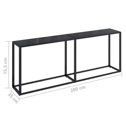 Console Table | Black | Tempered Glass, Powder-Coated Steel | Large