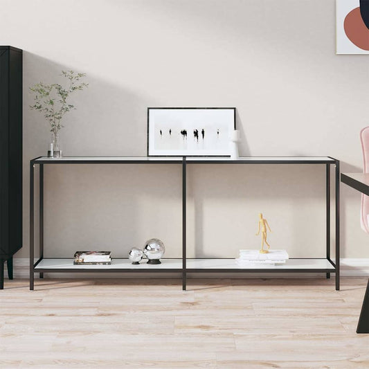 Console Table | White | Tempered Glass, Powder-Coated Steel