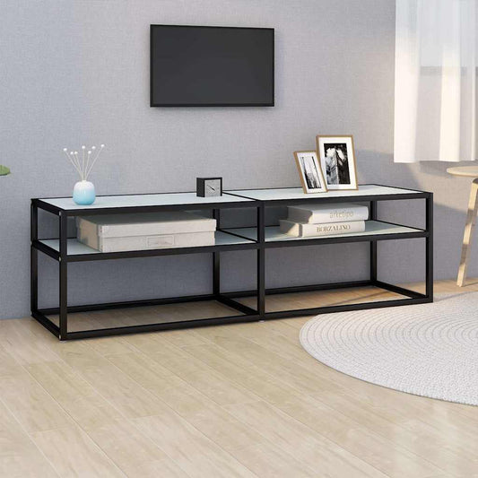 TV Cabinet White Marble 140x40x40,5 cm Tempered Glass